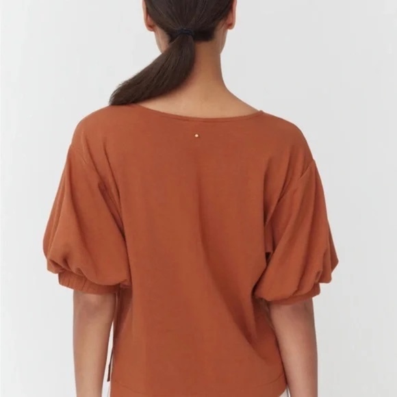 Cuyana Organic Pima Cotton Puff Balloon Sleeve Ginger Orange Tee Shirt Large - Picture 6 of 6
